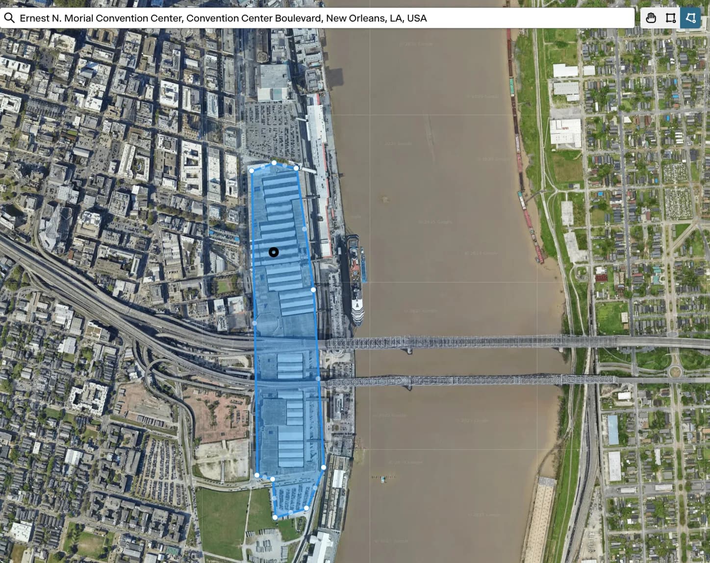 NADA 2025 Geofence Map - Ernest N. Morial Convention Center, New Orleans