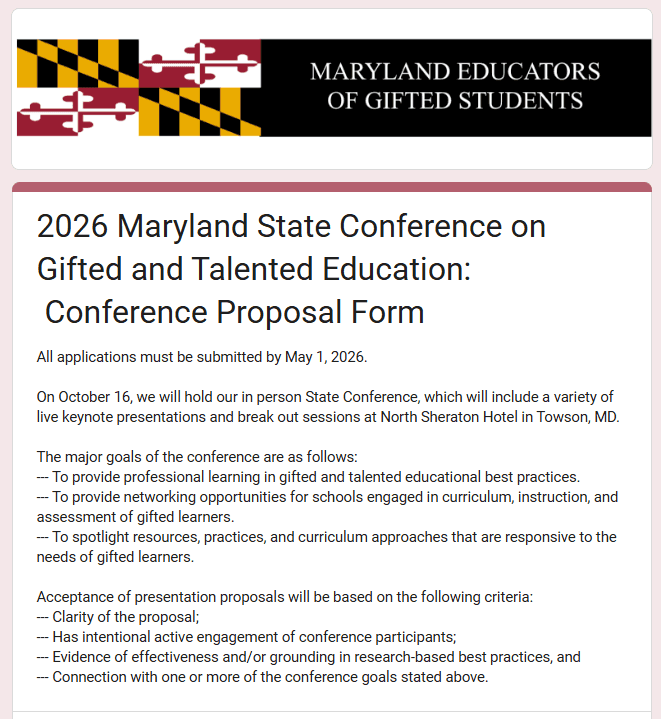 Maryland State Conference on Gifted and Talented Education